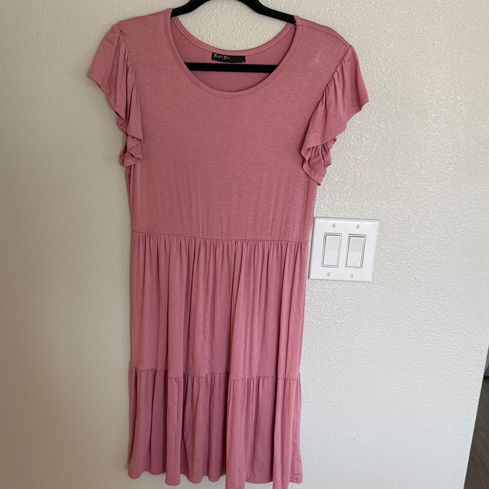 Pink Ruffled Sleeve Dress